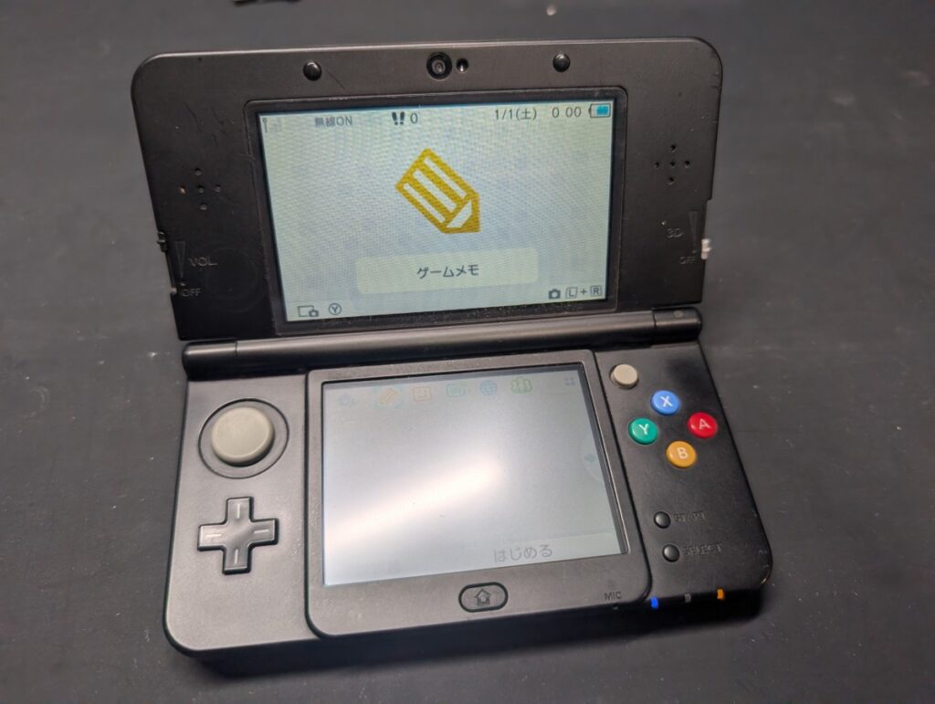 NEW3DSのホームボタン交換後の動作点検時の写真