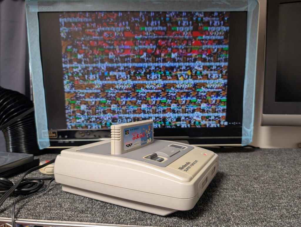 映像が乱れるスーパーファミコンの写真