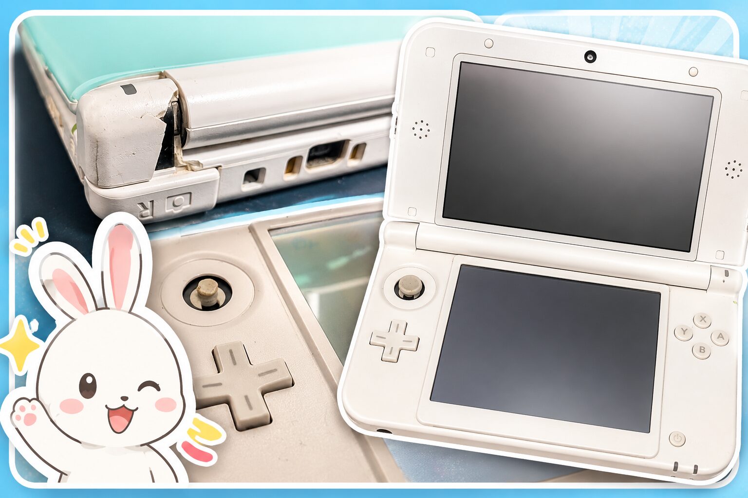 破損部 欠損部 3DSLL ヒンジ破損修理｜割れた外装とスライドパッド交換 - BunnyCraft