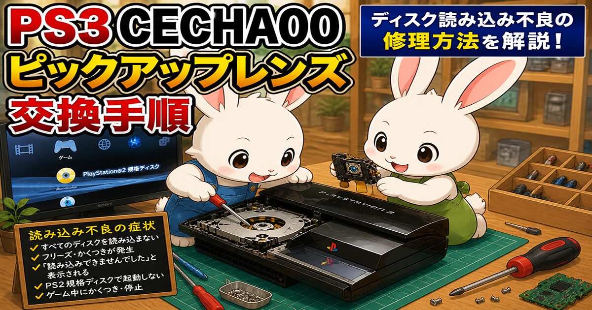 PS3 CECHA00 ピックアップレンズ交換手順｜読み込み不良の修理方法