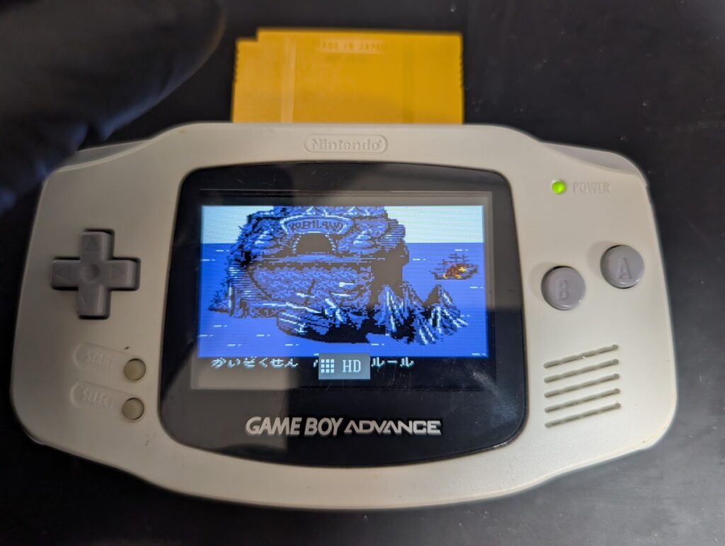 GBAのIPS液晶交換後の動作確認時の写真